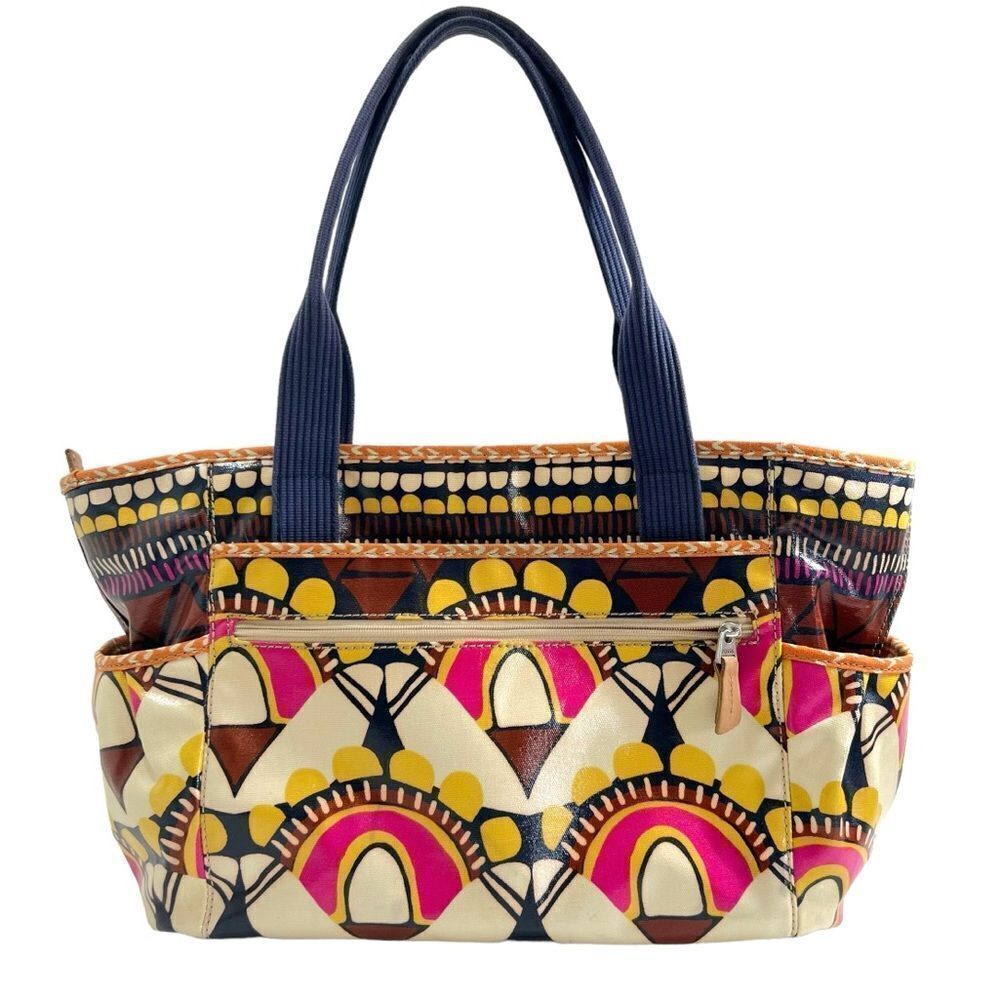 Fossil Vintage Key-Per Waxed Cotton Weekender Baby Bag Abstract Retro Print